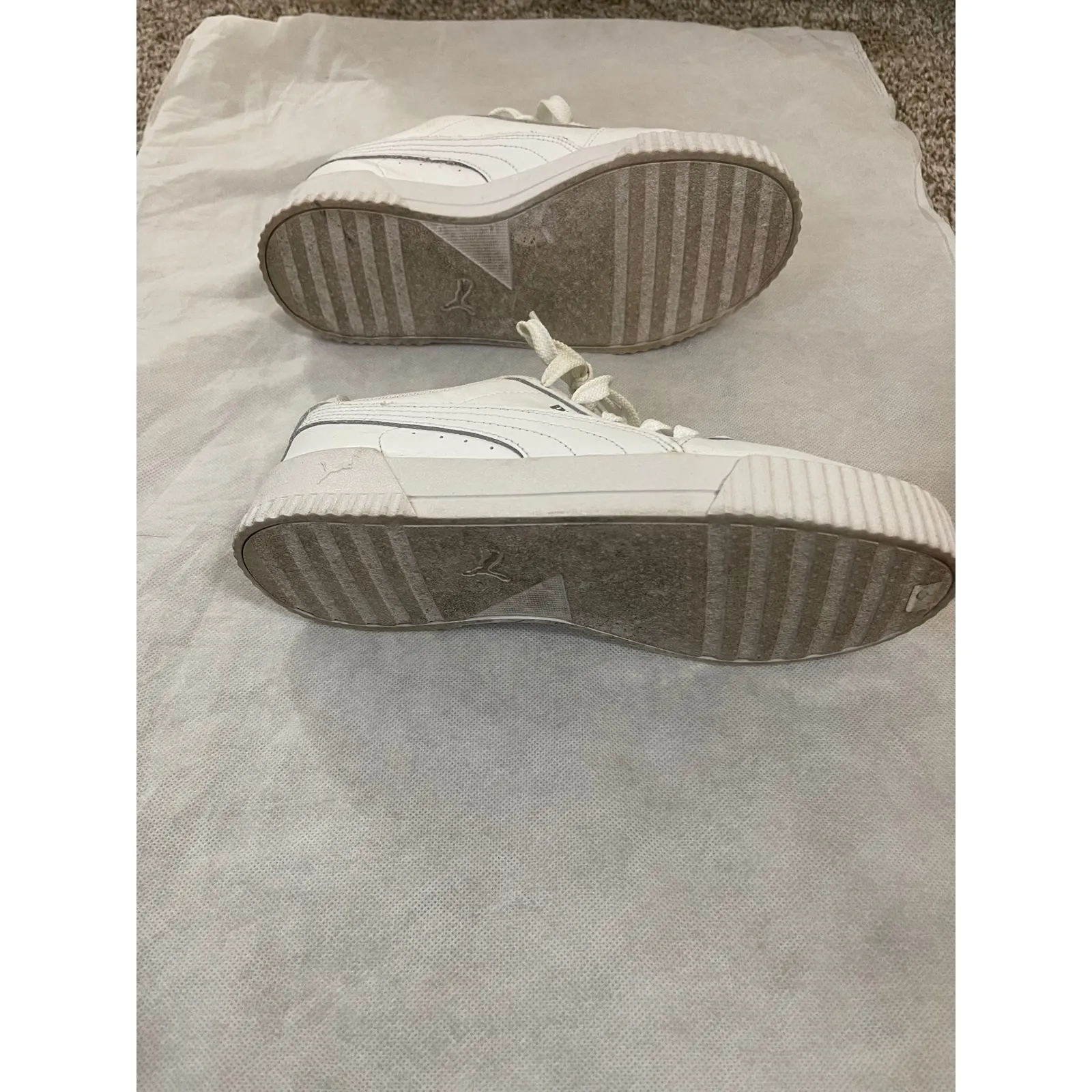 Puma Carina Leather Sneakers White Women Size 7.5 US 38 EU Platform - Image 5