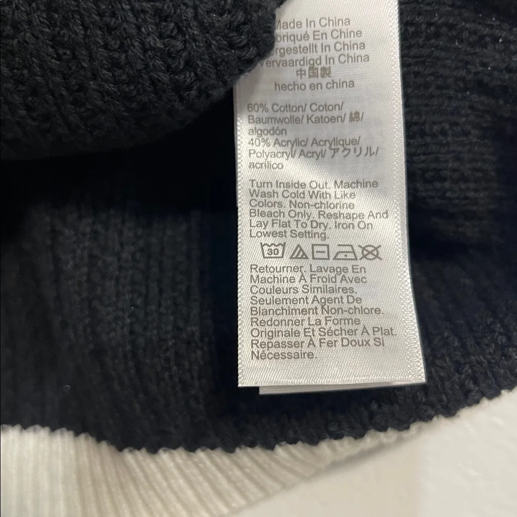 J CREW WOMENS SHORT SLEEVE LADY CARDIGAN SWEATER BLACK WHITE LARGE CA470 - Image 6