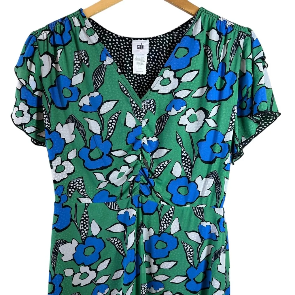 CAbi Celebrate Reversible Dress Floral Polka Dot Size Large Spring 2022 6148 - Image 5