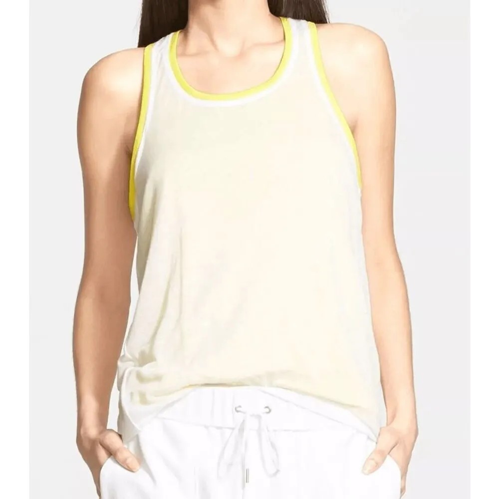 Helmut Lang Yellow White Devotee Tank Top Blouse Size Medium - Image 6