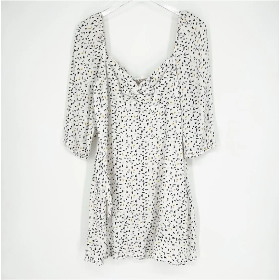 Anthropologie‎ Rahi Confetti Print Puff Sleeve Mini Dress XL White - Image 3