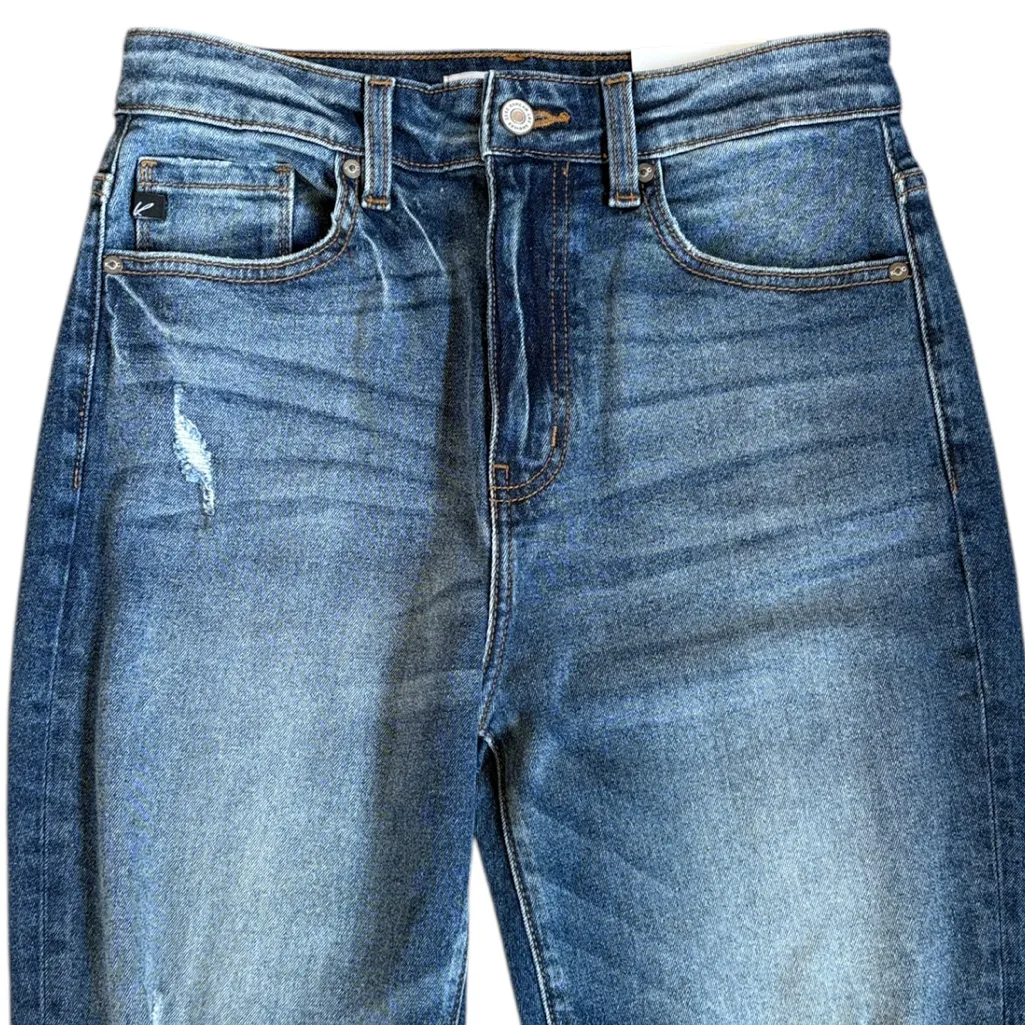 NWT KanCan Super High Rise Destructed Mom Jeans Size 27 Blue - Image 3