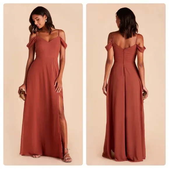 Devin Convertible Chiffon Bridesmaid Maxi Dress in Spice Sz M NEW - Image 3