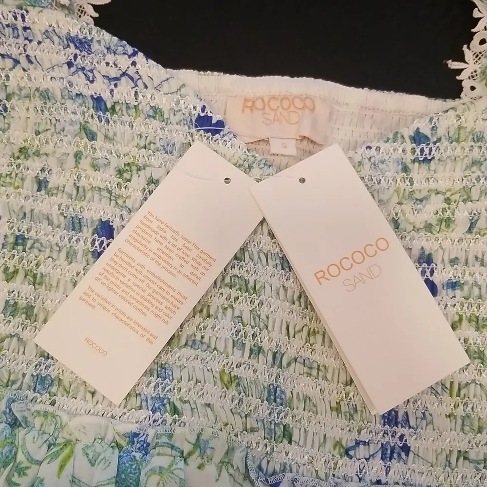 💕ROCOCO SAND💕 Elan Maxi Dress ~ Green Blue Floral Print 100% Cotton Small NWT - Image 9