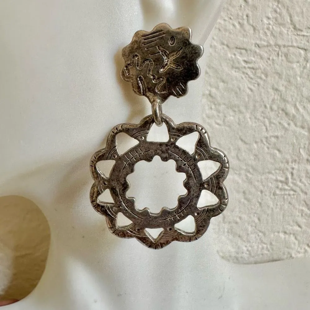 C. Stein silver tone double tier earrings - Image 5