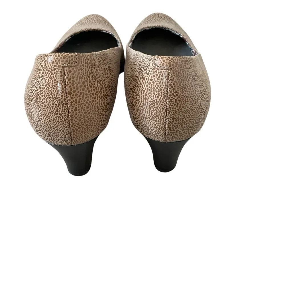 Hotter Angelica pumps Sz 11 professional heels leather court shoes beige nubuck Tan - Image 5