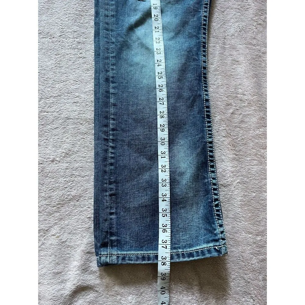 B Tuff Torque‎ Western Barbed Wire Distressed Blue Denim Jeans Women's Size 14 - Image 11