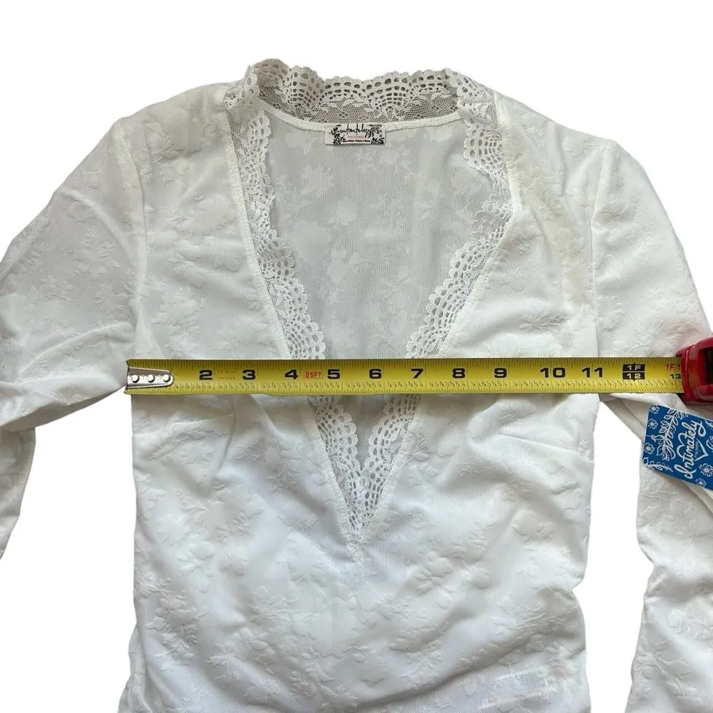 Free People Women’s XS Babes‎ in Bandeaus Bodysuit White Long Sleeve Lace Sheer - Image 8