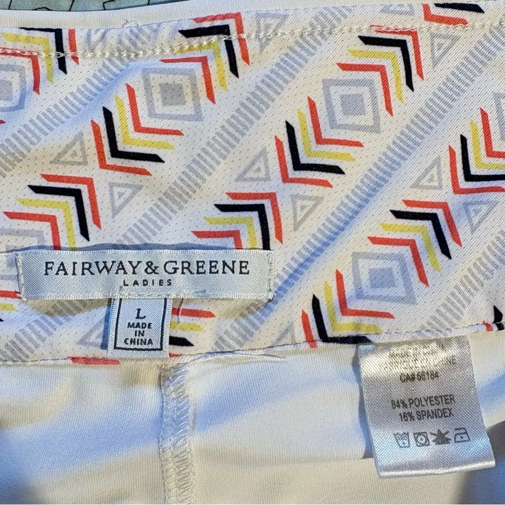 FAIRWAY & GREENE Raleigh Golf UPF50+ Athletic Skort ~White/Multi NWOT Sz L 💚 White Size L - Image 8