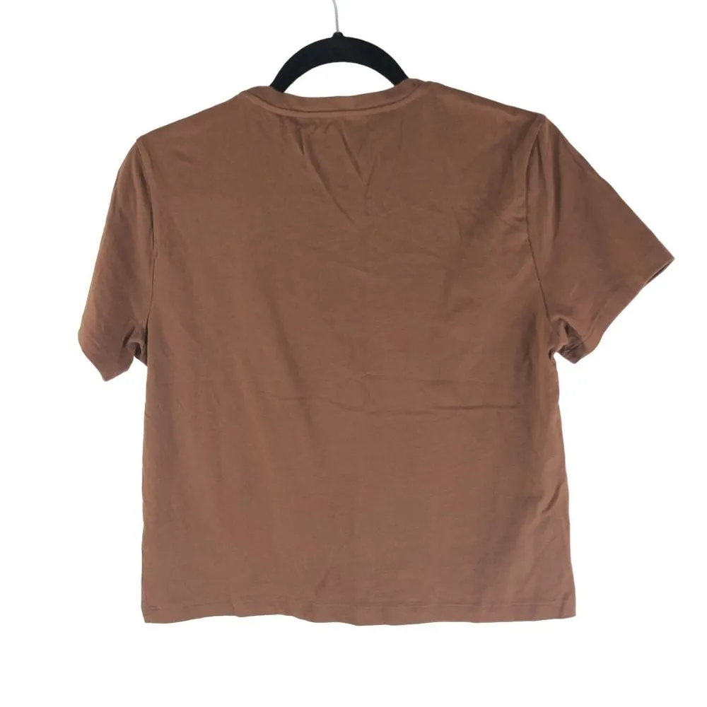 Everlane Womens The Organic Cotton Box-Cut Logo Tee Toasted Coconut Brown S - Image 4
