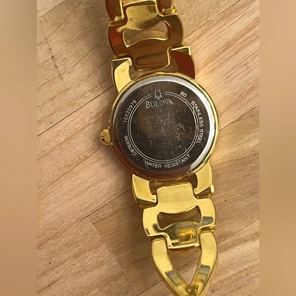 Bulova Ladies Watch Designer Gold Tone Bracelet Mother of Pearl Dial - Image 11