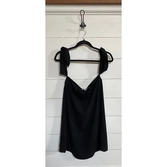 Urban Outfitters Kimchi Blue Black Tie Sleeve Off the Shoulder Shift Dress S‎ - Image 6