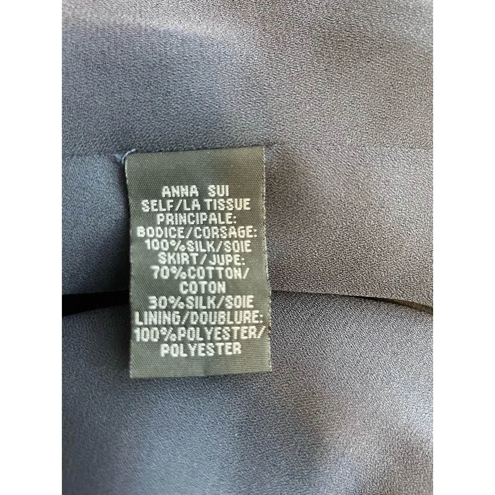 Anna Sui X Anthropologie Silk Cocktail Dress Size 4 Navy Dressy Formal Twee - Image 7