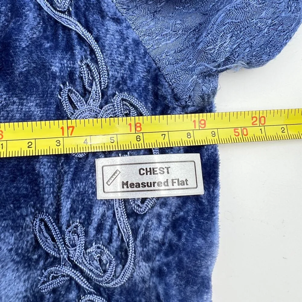 Vintage Velvet Midi Tiered Dress Blue Tie Dye Whimsical Size M - Image 5