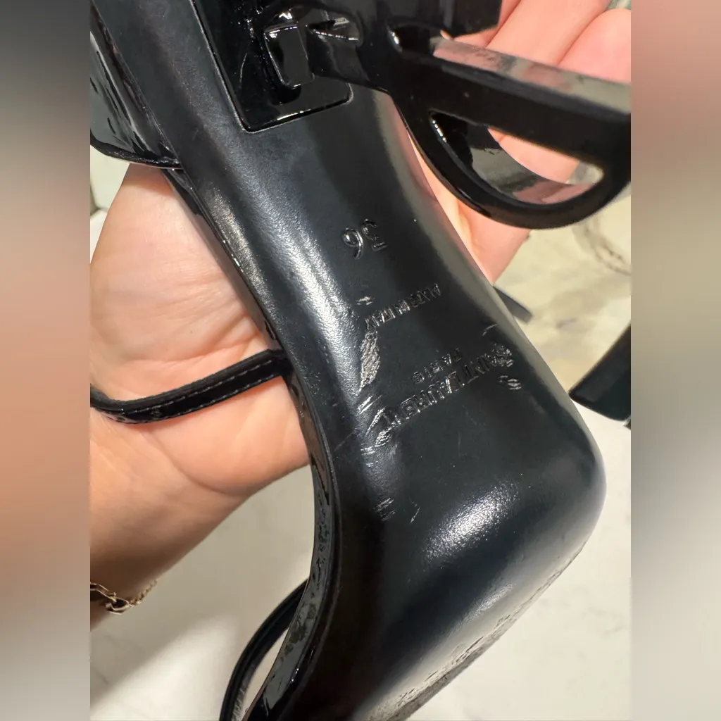 Yves Saint Laurent opyum leather Black Sculptural Heel Sandals - Image 10