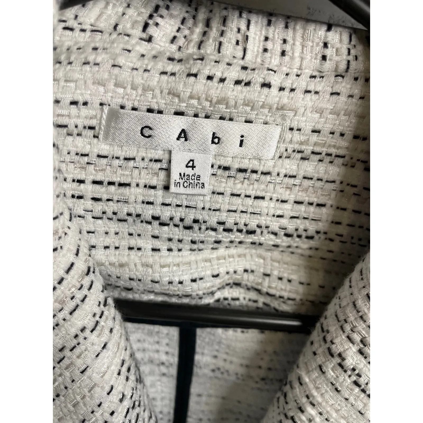 Cabi Blazer‎ Jacket Womens 4 Ivory Cream Black Tweed Career Business Casual - Image 2