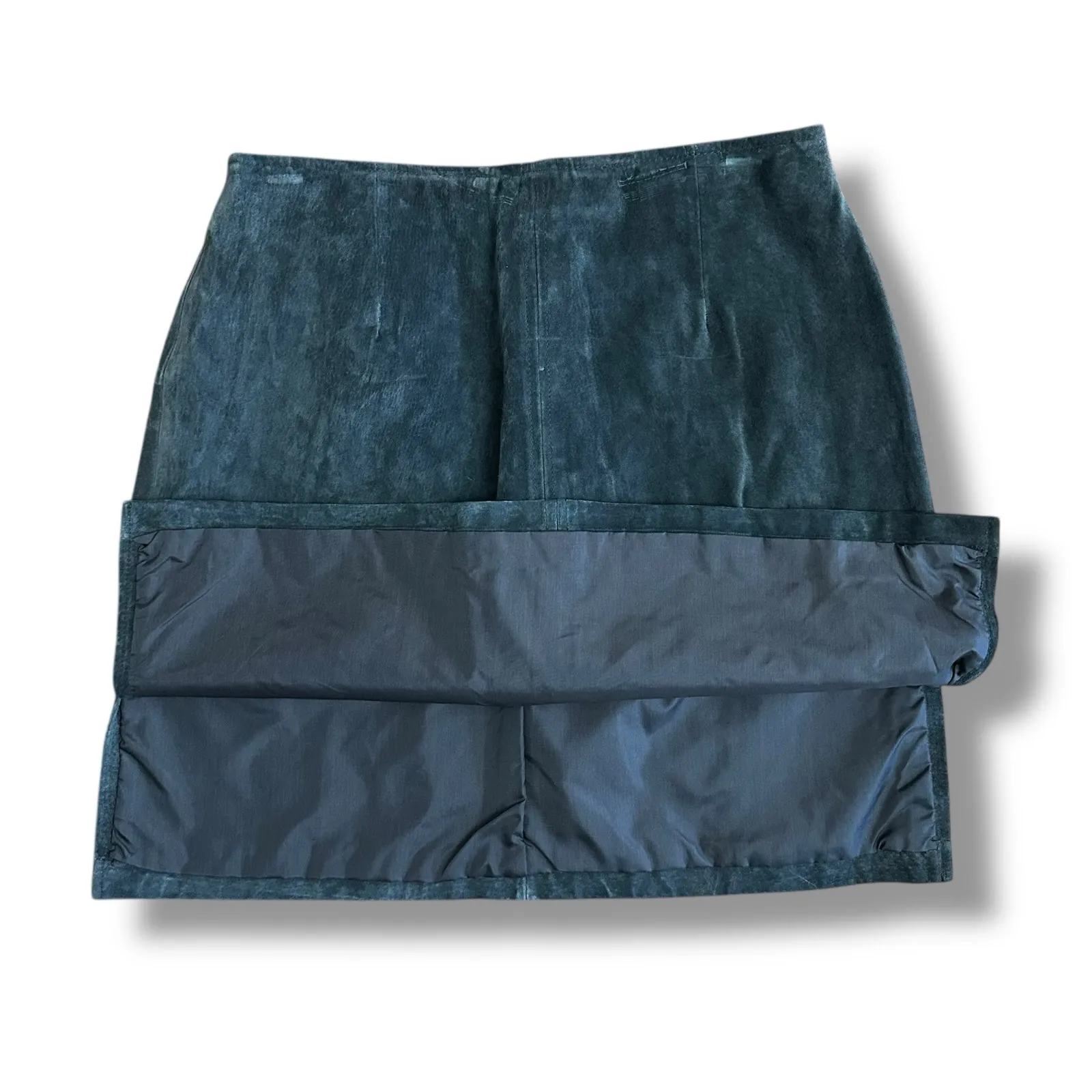 Vintage Wilsons Maxima Dark Gray Suede Leather Skirt Women’s Size 10 Classic 90s - Image 4