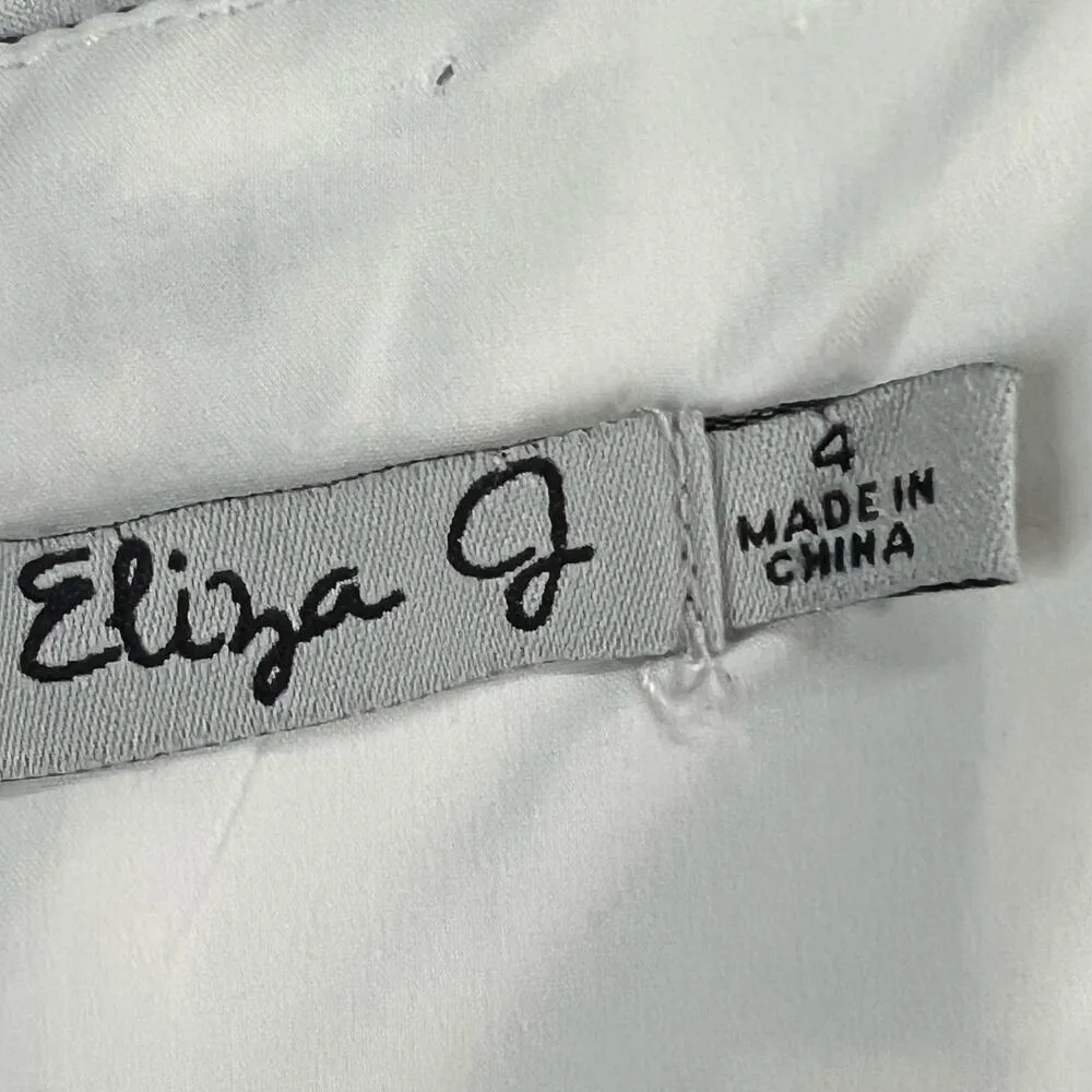 Eliza J Shift Dress Women 4 Gray Pink Trim Geometric 3/4 Sleeve Stretch Timeless - Image 13