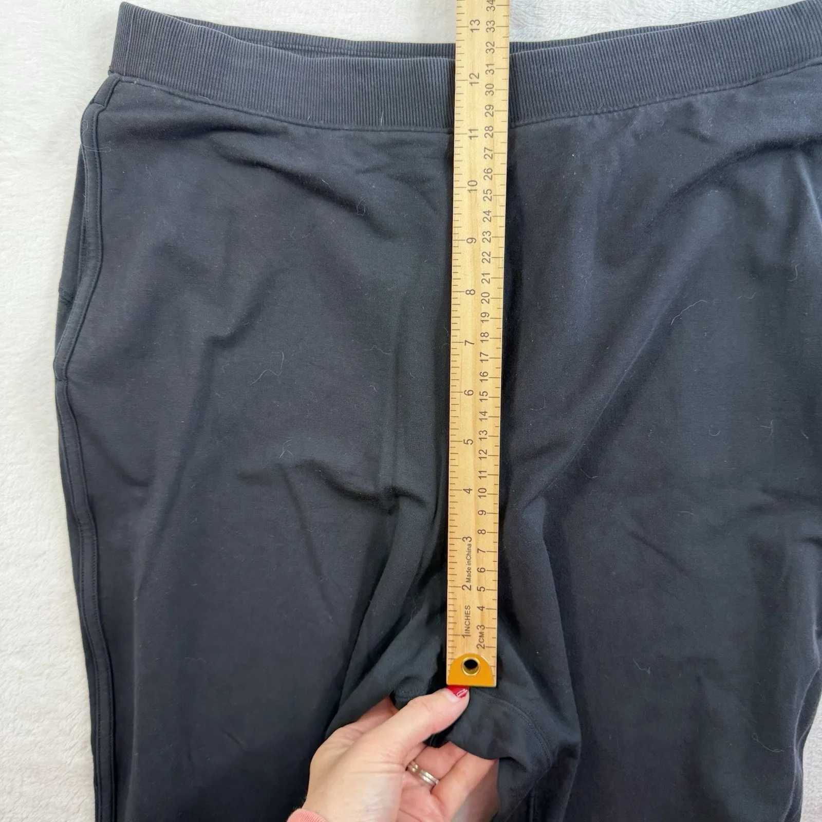 Lululemon Sz 8 Every Moment Pants 26" Black French Terry Travel Lounge W5BAMS - Image 10