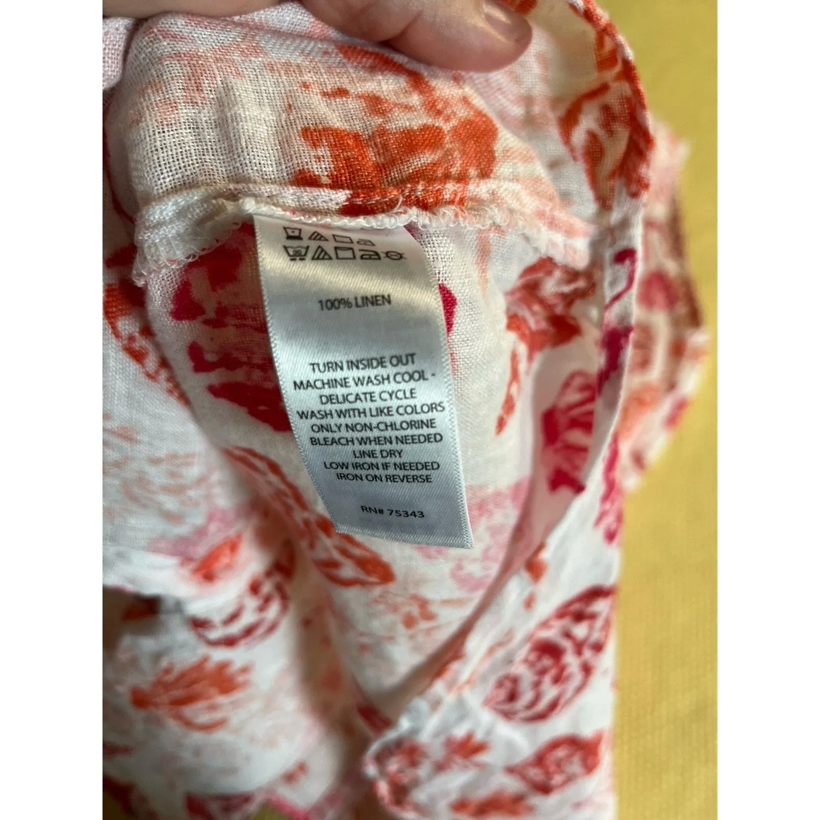 Sigrid Olsen 100% Linen Shirt Dress Size Small Red White Shell Ocean Print - Image 6