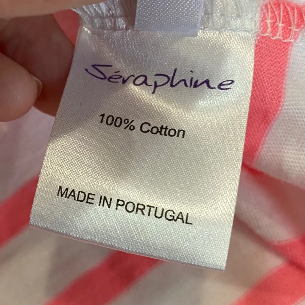 SERAPHINE MATERNITY Striped Top with snap accent Size 6 White - Image 8