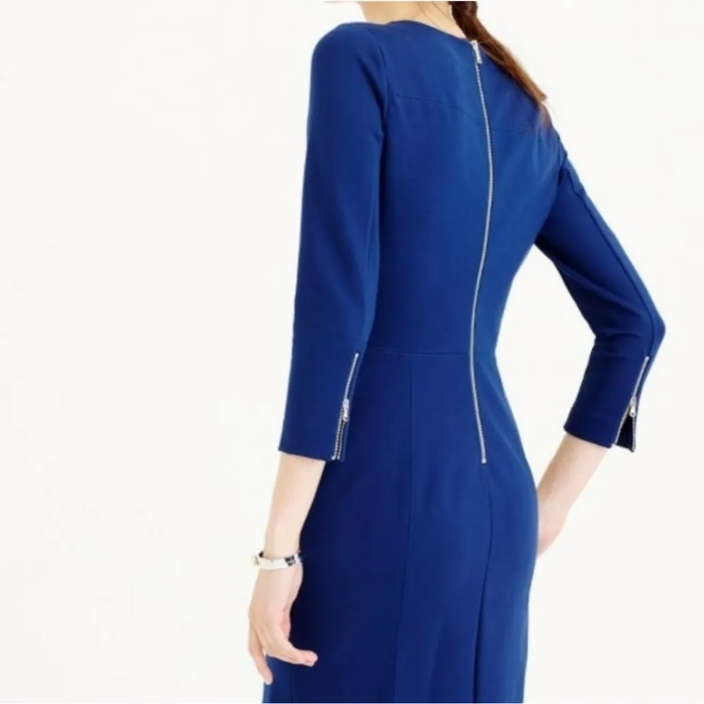 J. CREW STRUCTURED STRETCH Long Sleeve SHEATH DRESS Blue sz 0 - Image 4