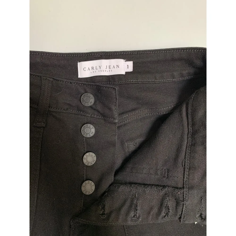 Women's Carly Jeans Black High Rise Button Jeans - Image 7