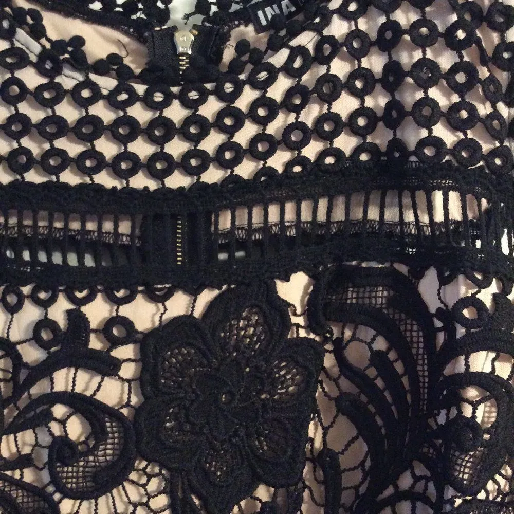 Gorgeous black corcheted dress peek a boos Large L lined stretch sleeveless - Image 3