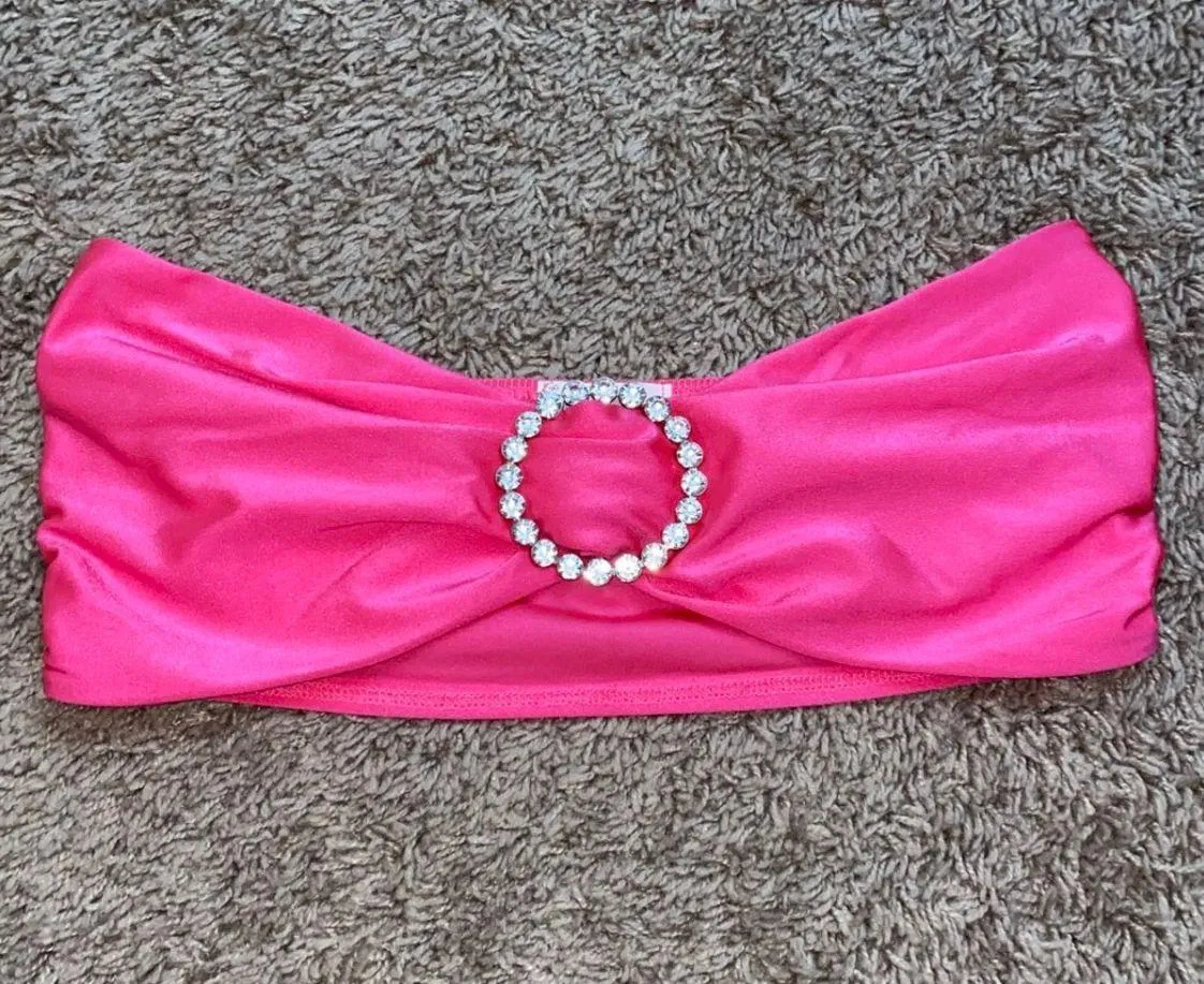 Bandeau Hot Pink Rhinestone Ring Top - Image 2