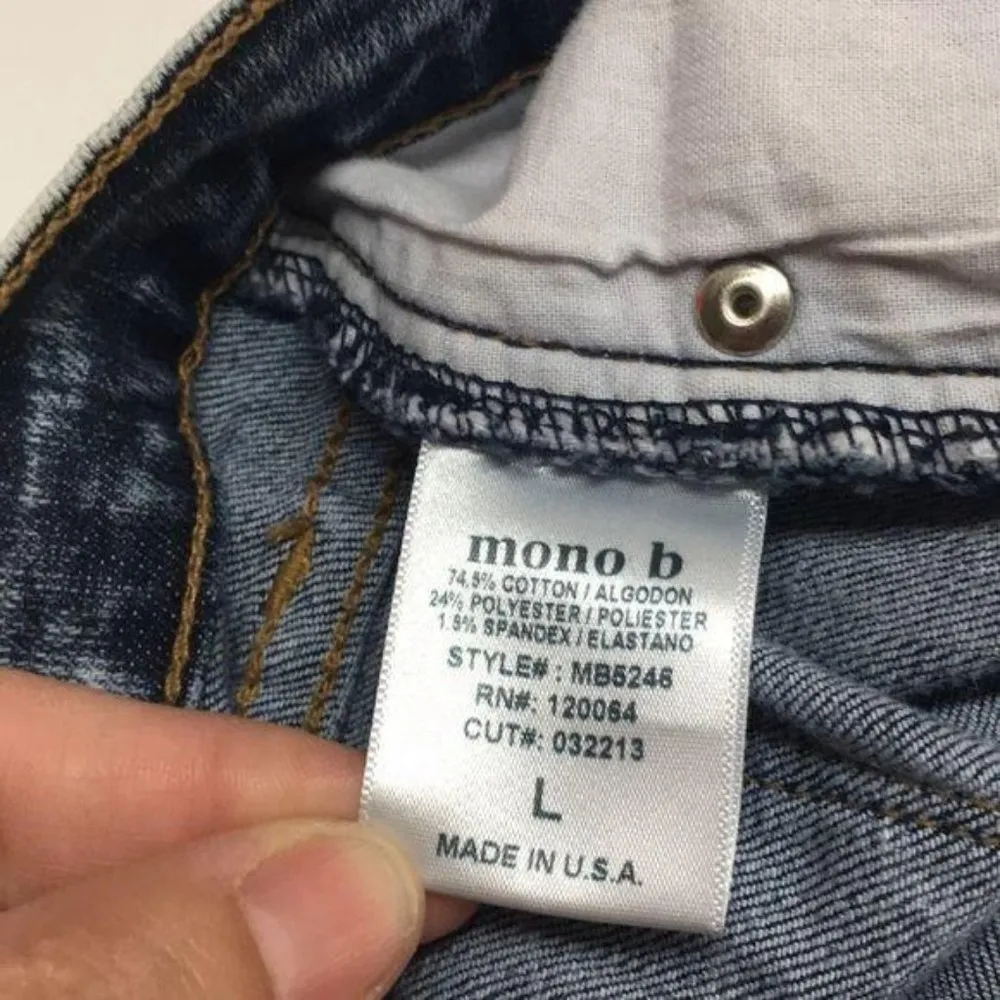 Mono b shorts blue denim stone wash Y L distressed Size undefined - Image 4