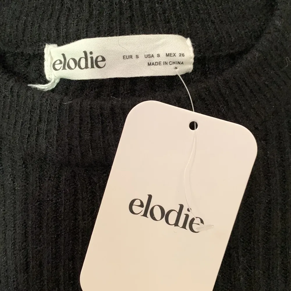 NWT! Elodie Black Ribbed Crew Neck Sweater Oversized Cropped - size S - Image 2