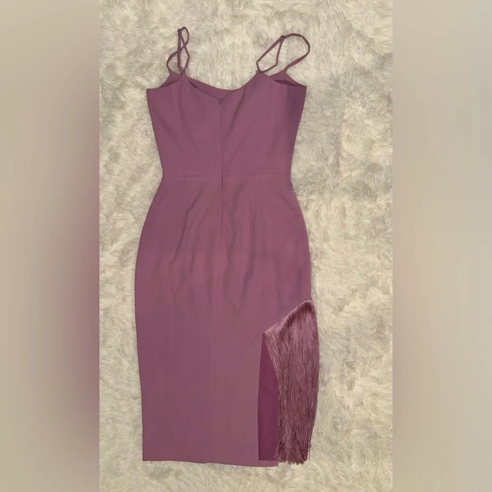NEW ANTHROPOLOGIE Dress the population Rory Side-Fringe Midi Dress purple sz S - Image 4