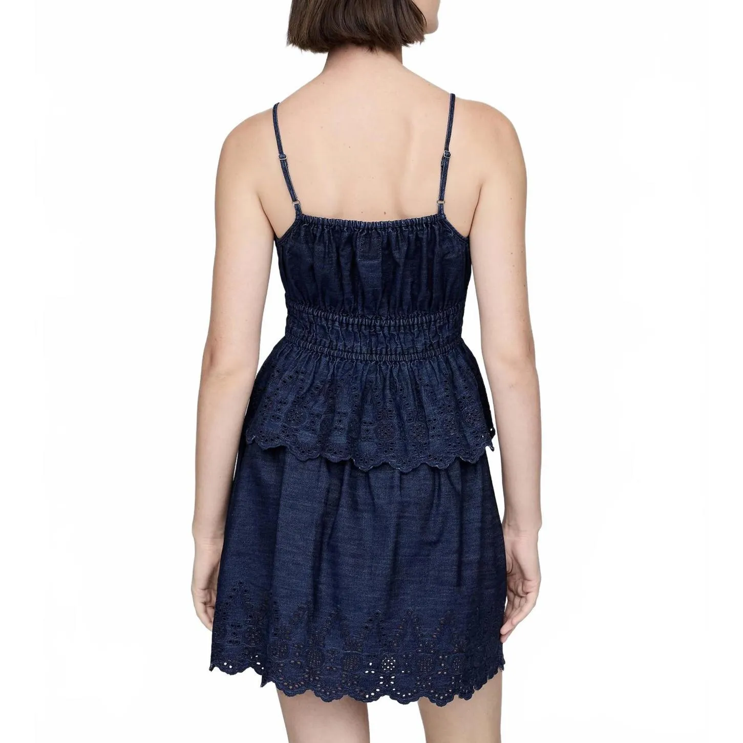 Gap Cotton Smocked Eyelet Denim Cami & Mini Skirt Set NWT Blue Coord Set XXL - Image 2