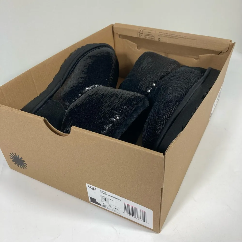 Classic Mini Mirror Ball Bootie Sequin Ankle Boots Black 6 US NEW - Image 12