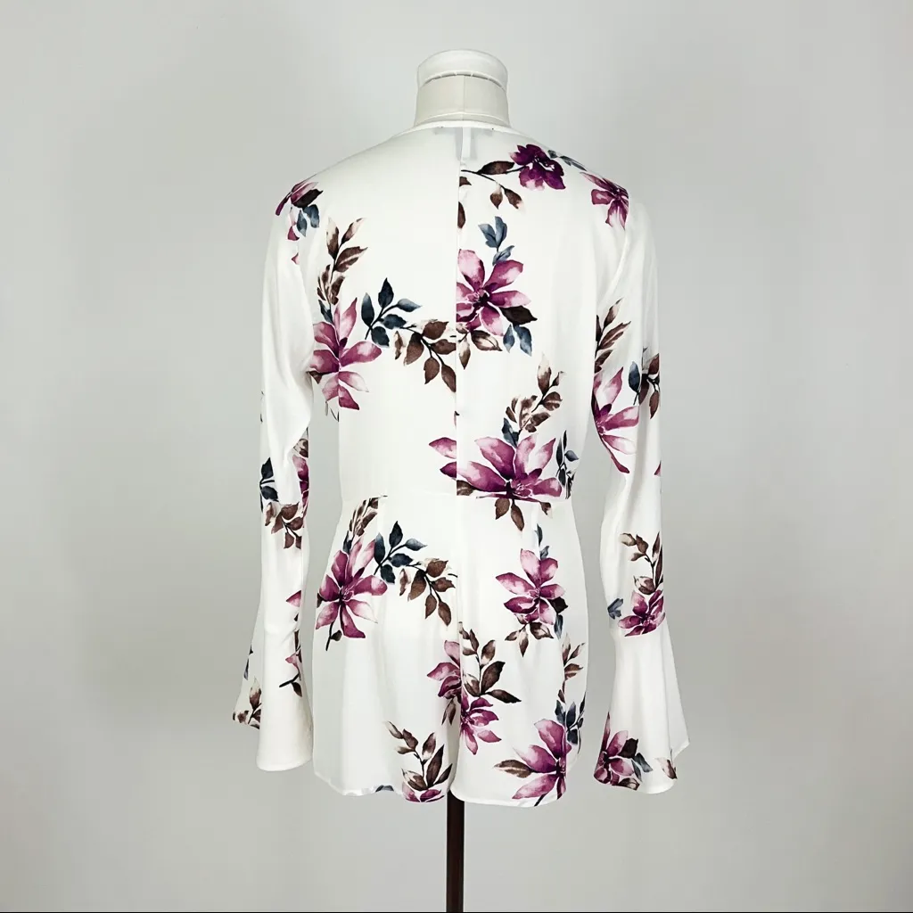NWOT Botanical Tie-Front Romper in White | Size M - Image 6