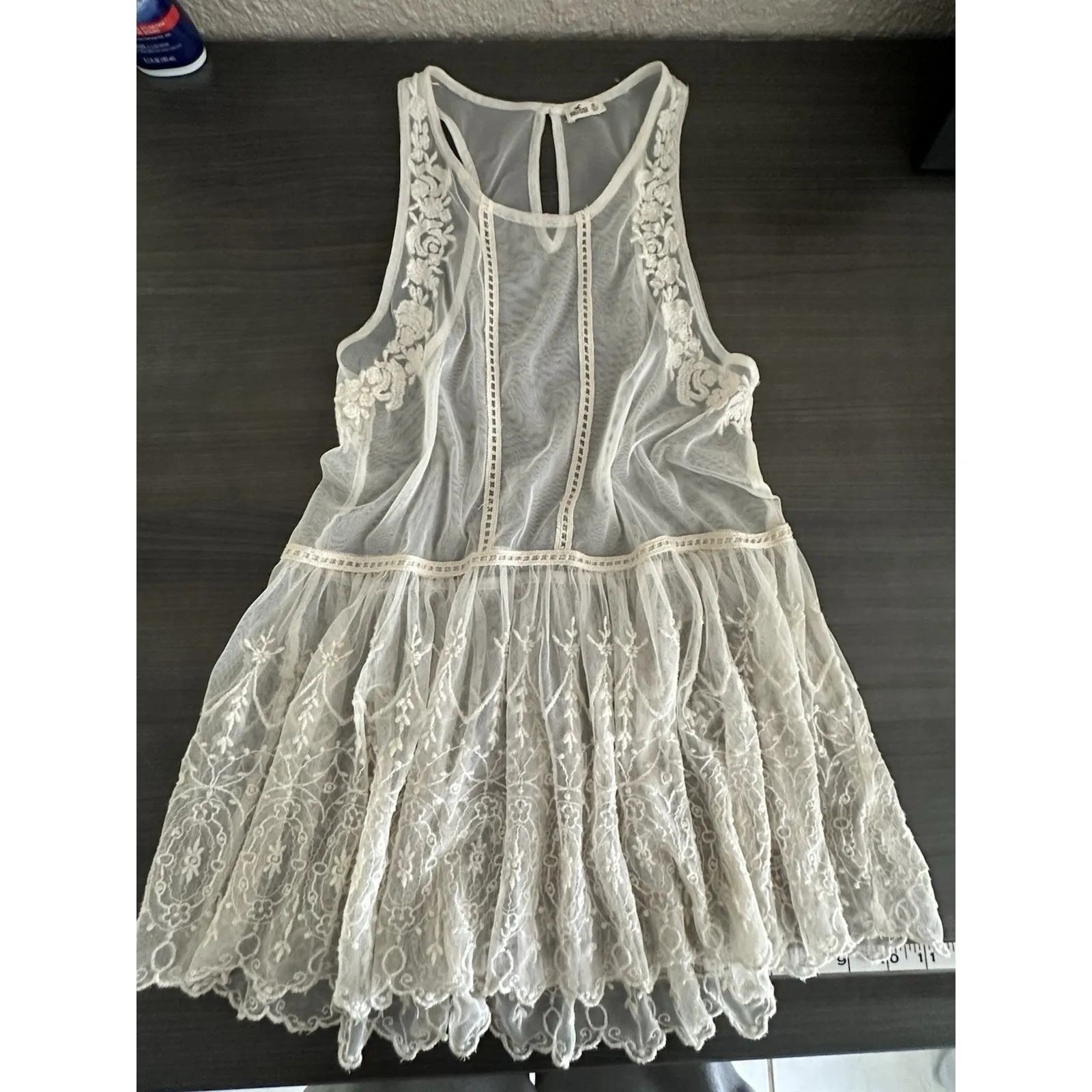 Vintage Y2K Babydoll XS Lace Tank Milkmaid Fairy Coquette Cami Whimsigoth Ivory - Image 3