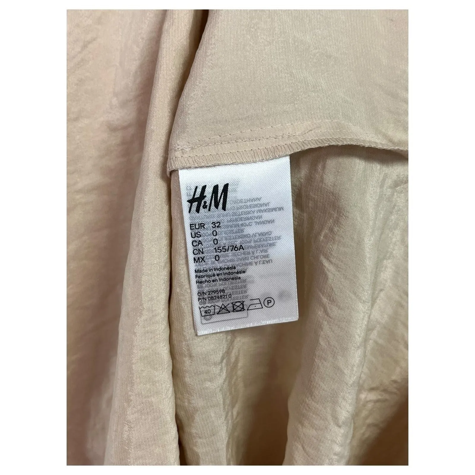 H And M Slip Dress Womens 0 Tan Champagne Satin Spaghetti Strap V Neck Party - Image 10