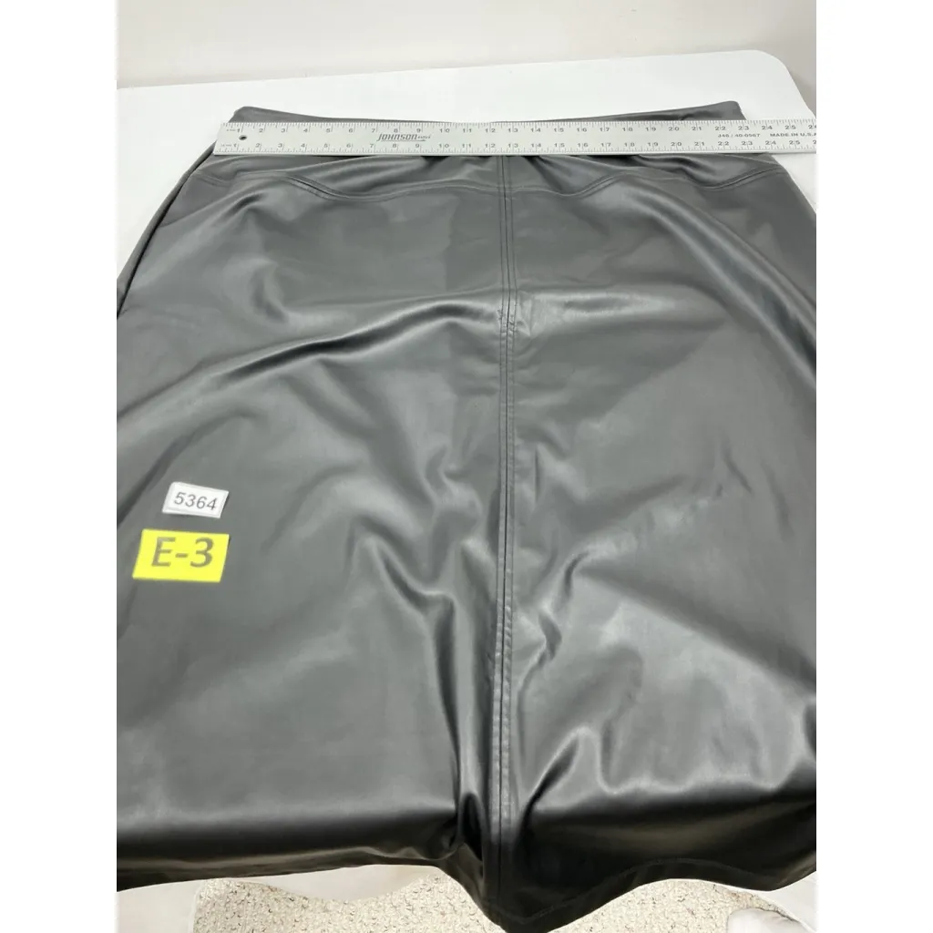 Womans A New Day Maxi Faux Leather Skirt 22 Black Side Zip Back Slit - Image 5