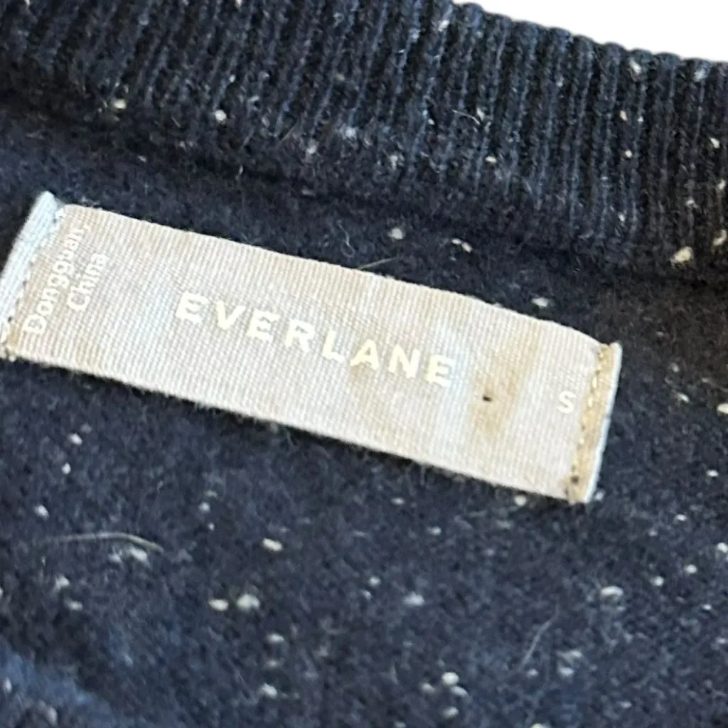 Everlane 100% Cashmere Black Pulloer Sweater Speckled White Stretch Size Small - Image 10