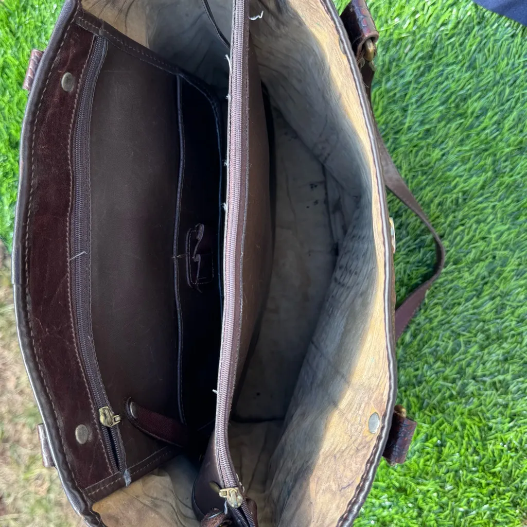 Brahmin Elegant Brown Crocodile-Embossed Tote Bag - Image 15