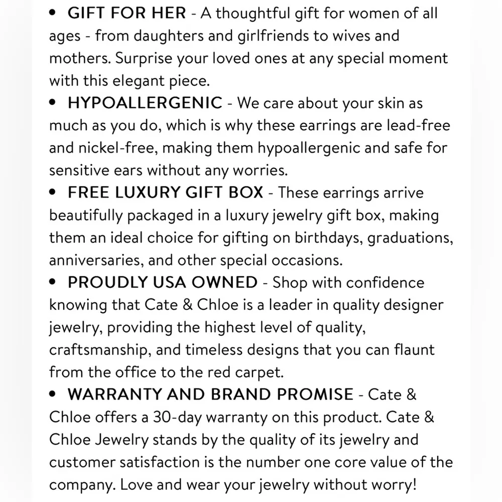 Cate & Chloe Bianca 18k White Gold Plated Crystal Silver Hoop Earrings NIB - Image 10