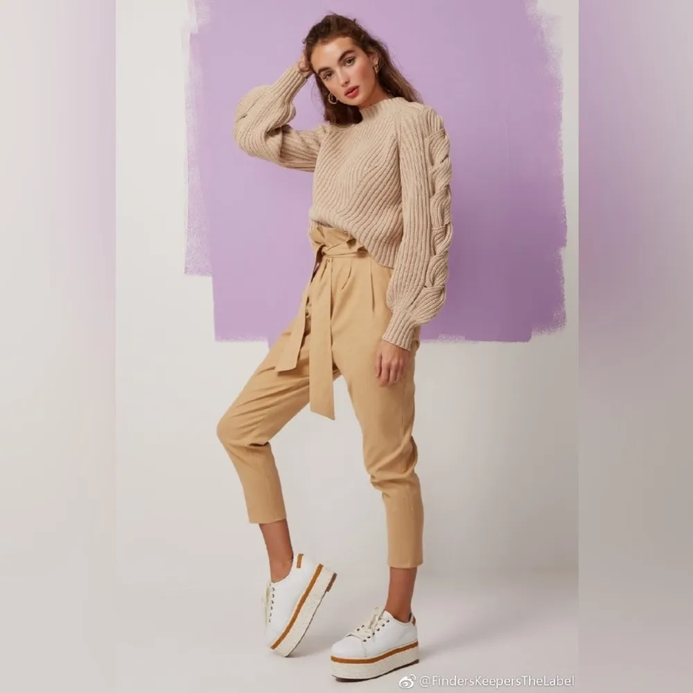 Finders Keepers High Waisted Ophelia Cropped Trouser Pants Size M Preowned - Image 3