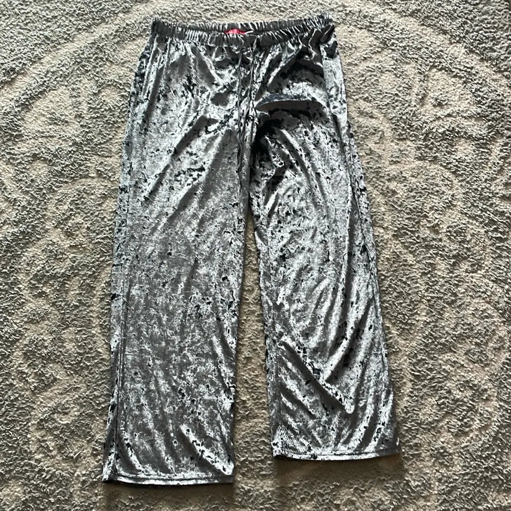 Josie Natori Grey Velvet Sleepwear Pants Gray Size L - Image 3