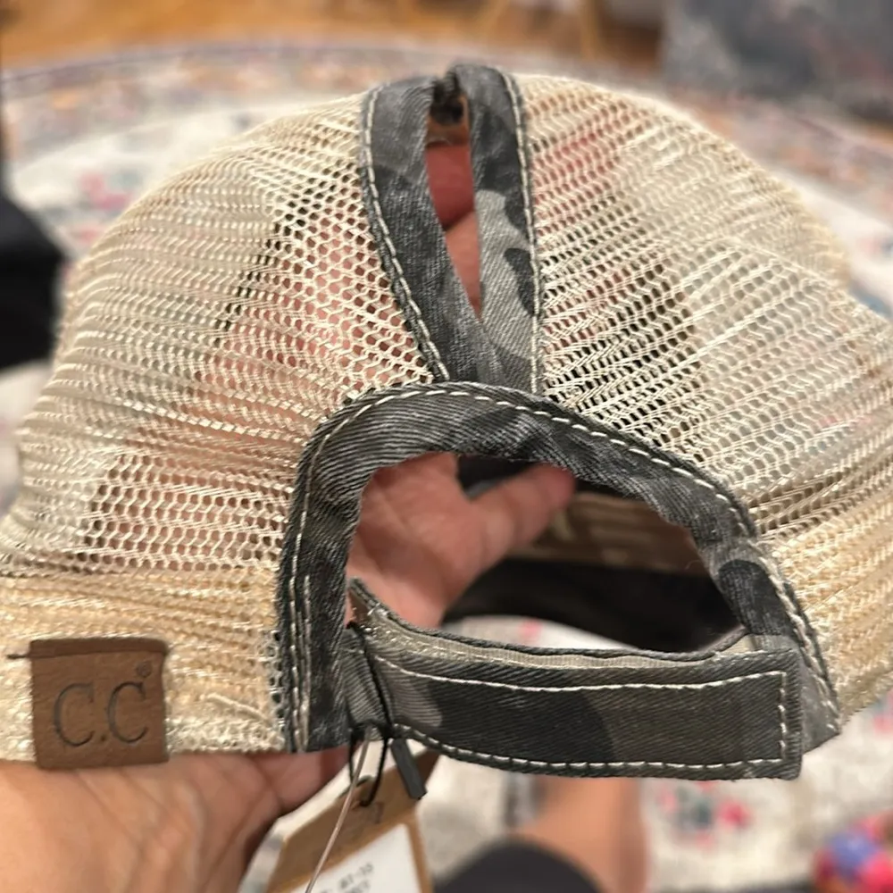 Pony Tail Camo Hat by CC Cotton VELCRO GRAY - Image 5