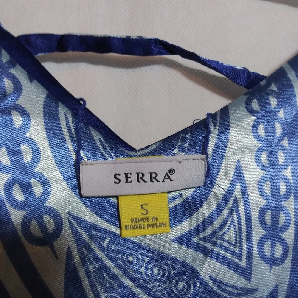 Serra Women's Blue V-Neck Reversible Geometric Retro Tank Top Size S - Image 3