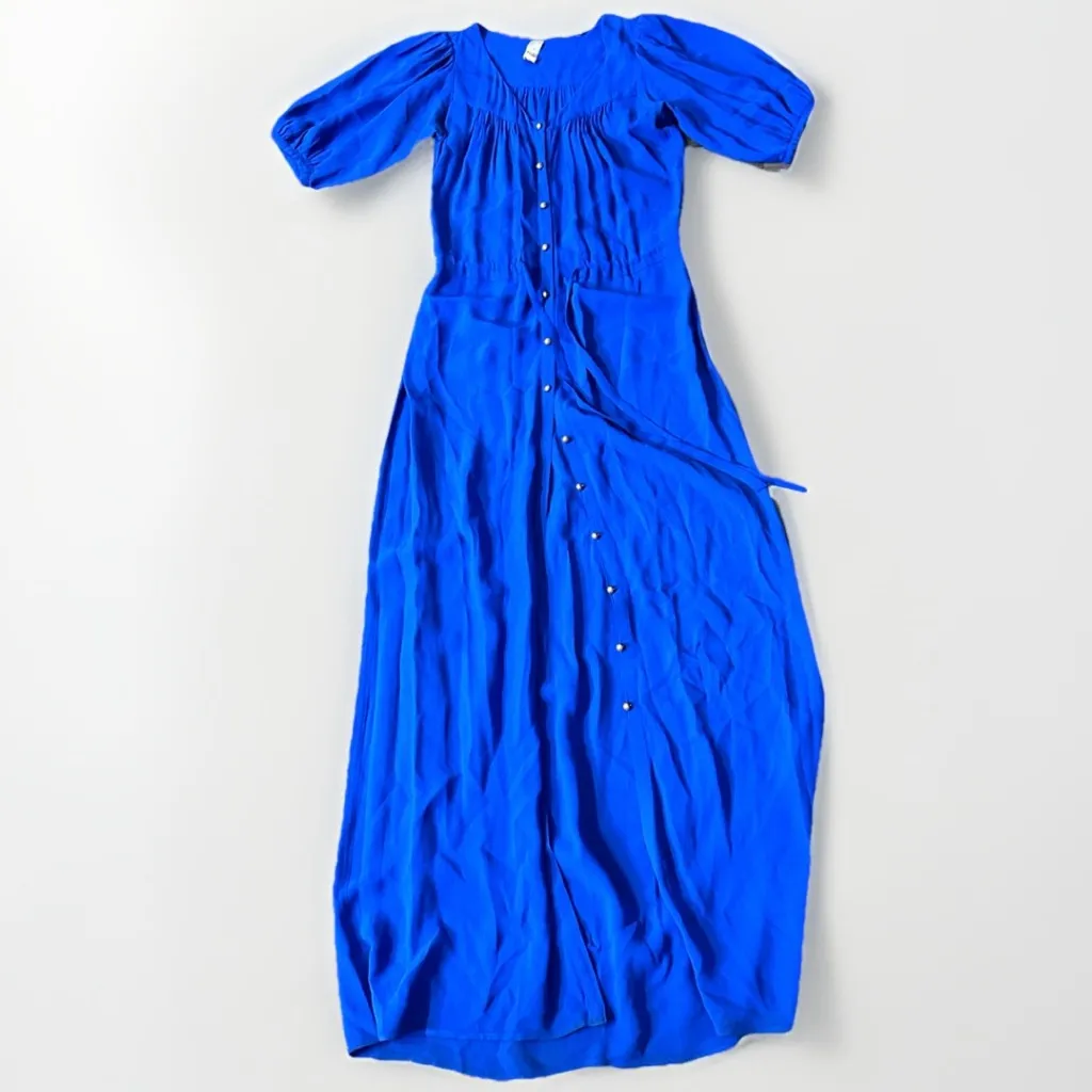 Anthropologie‎ Konrad + Joseph Cobalt Blue Maxi Dress Button Front Size 4 - Image 5