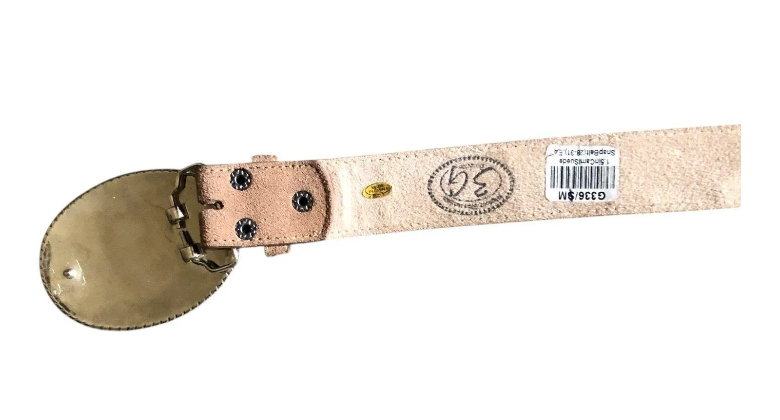 3G Buckles Camel Light Tan Suede Leather Belt 1.5" 28 - Image 11