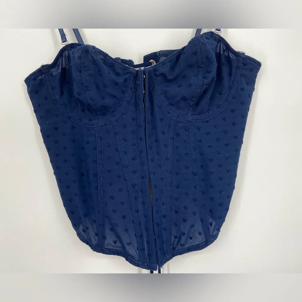 Urban Outfitters,‎ Out From Under Ribbed, baby doll heart print Corset top. SZ M - Image 2