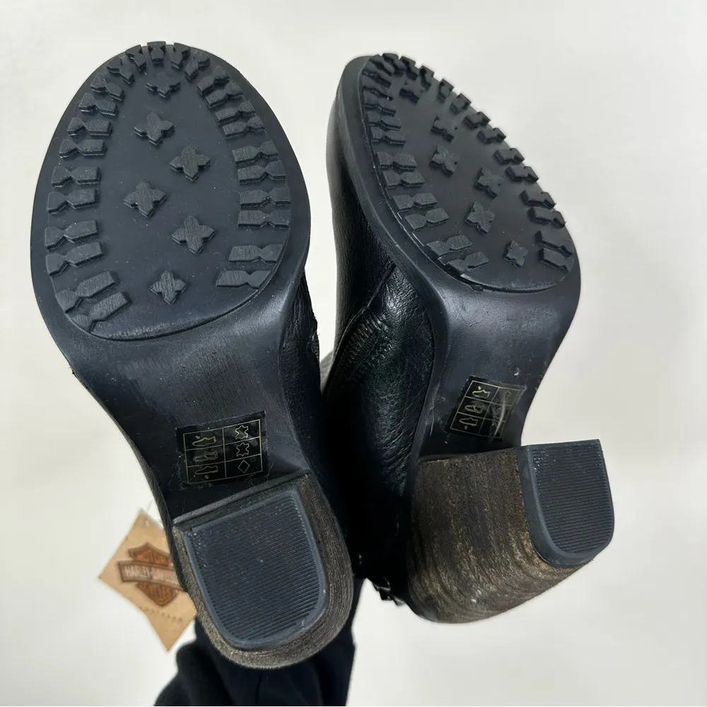 NEW Harley Davidson Wexford Black Heeled Ankle Boots Womens 5.5 Studded Biker - Image 5