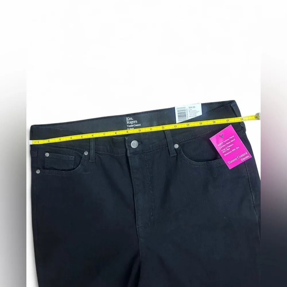 Kim Rogers Tummy Control Jeans Size 16 Short | Black Denim Straight Leg - Image 5